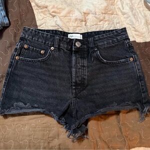 Distressed Zara Women's Dark Gray Jean Shorts